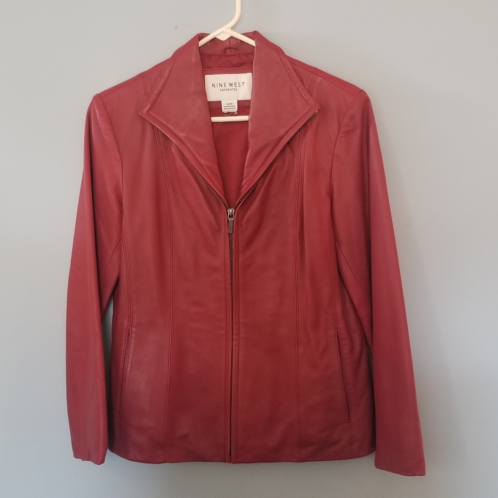 Red leather jacket Nine West